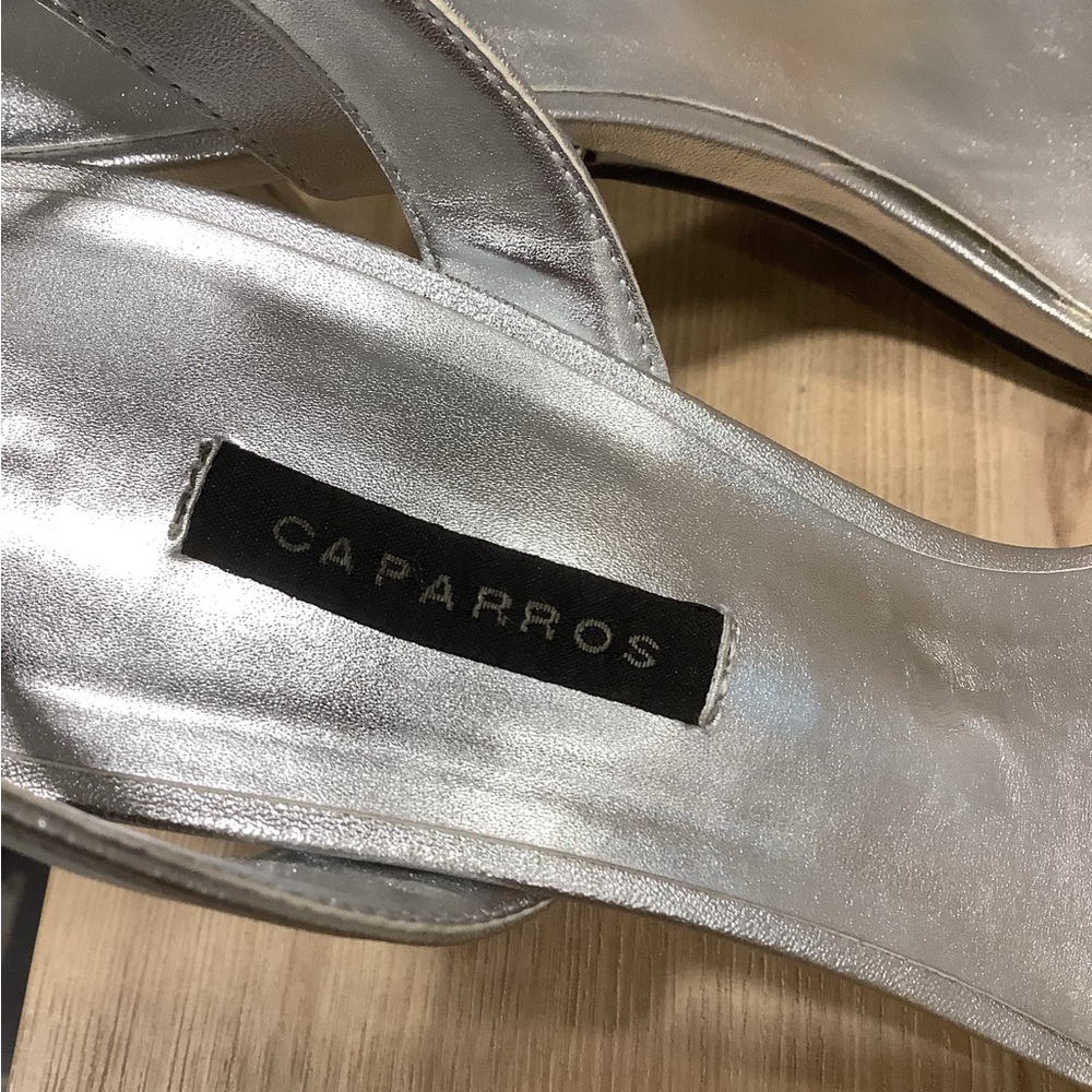 Caparros Savoy Silver Metallic Ankle Strap  Heels Size 9M - Picture 6 of 11